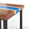 Picture of Pixley Industrial Acacia Wood Blue Epoxy End Table