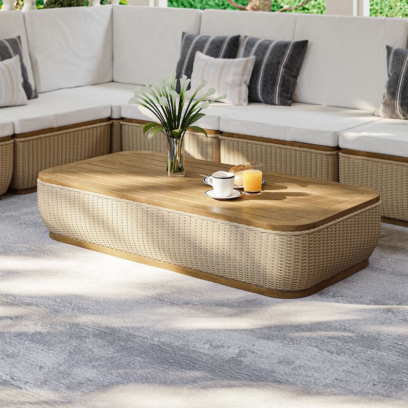 Picture of Seacliff Modern Rattan Outdoor Wicker Coffee Table