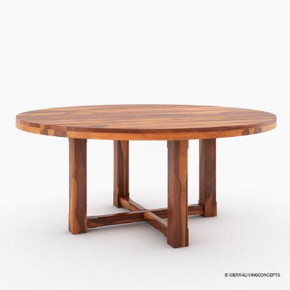 Picture of Evanston Rustic Solid Wood Black Round Dining Table