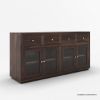 Picture of Evanston Rustic Solid Wood Black Buffet Cabinet with Glass Door