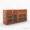 Picture of Evanston Rustic Solid Wood Black Buffet Cabinet with Glass Door