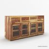Picture of Evanston Rustic Solid Wood Black Buffet Cabinet with Glass Door
