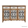 Picture of Cayucos Traditional Rustic Solid Wood Fretwork 3 Door White Sideboard