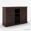 Picture of Rustic Solid Wood Large Sideboard With Wine Bar Storage