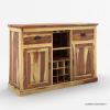 Picture of Rustic Solid Wood Large Sideboard With Wine Bar Storage