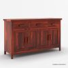 Picture of Delaware Solid Wood 3 Drawer Rustic Sideboard Cabinet