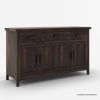 Picture of Delaware Solid Wood 3 Drawer Rustic Sideboard Cabinet