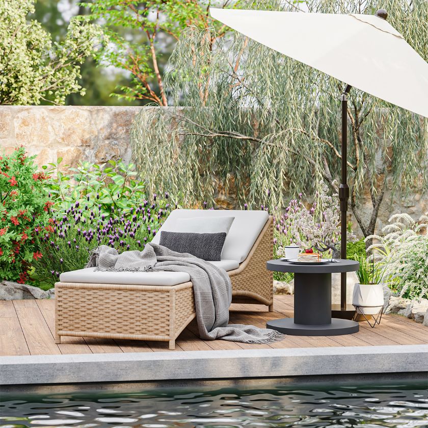 Picture of Bearsden Outdoor Wicker Single Chaise Lounge with Cushions