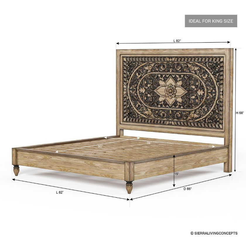 Picture of Treviso Rustic Solid Wood Moroccan Style Platform Bed
