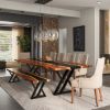 Picture of Penngrove Epoxy Live Edge Dining Table Set with Bench