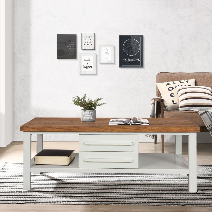 Picture of Hamden Contemporary White Coffee Table with Drawers