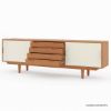 Picture of Aragon Two Tone Mid-Century Modern Solid Wood Large Sideboard Cabinet