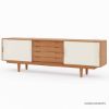 Picture of Aragon Two Tone Mid-Century Modern Solid Wood Large Sideboard Cabinet