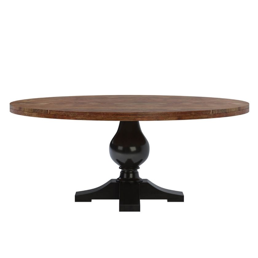 Picture of Rexburg Black Two Tone Solid Wood Farmhouse Round Dining Table