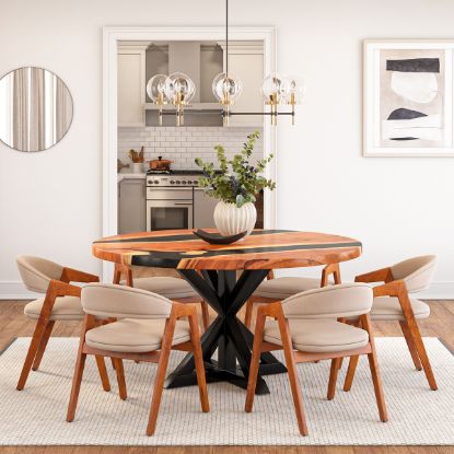 Picture of Treviston Live Edge Round Epoxy Dining Table Set