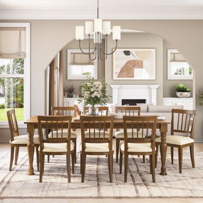 Picture of Julian Traditional Farmhouse Dining Table Set For 8