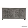 Picture of Amador Traditional Floral Mandala 4 Door Charcoal Gray Large Sideboard