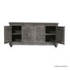 Picture of Amador Traditional Floral Mandala 4 Door Charcoal Gray Large Sideboard