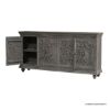 Picture of Amador Traditional Floral Mandala 4 Door Charcoal Gray Large Sideboard