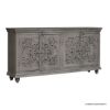Picture of Amador Traditional Floral Mandala 4 Door Charcoal Gray Large Sideboard