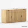 Picture of Descanso Solid Wood 3 Drawer Modern Fluted Sideboard