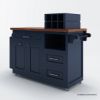 Picture of Erie Modern Butcher Block Drop Leaf Kitchen Island Carts with Trash bin