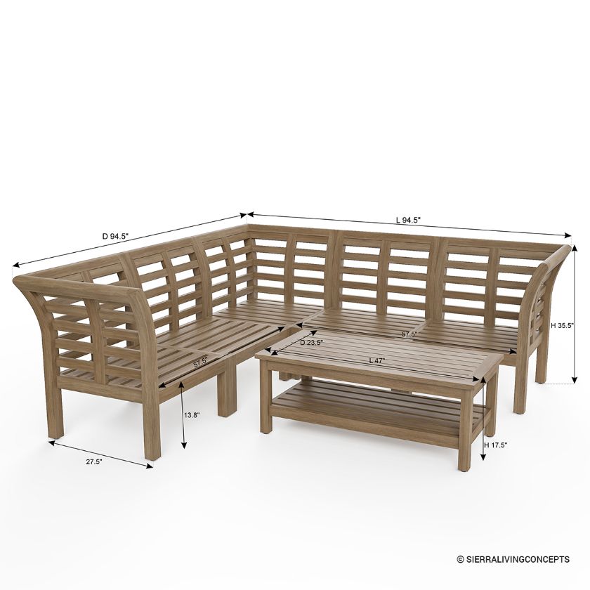 Amstetten 5 Seater Outdoor Sofa Set Dimension Image