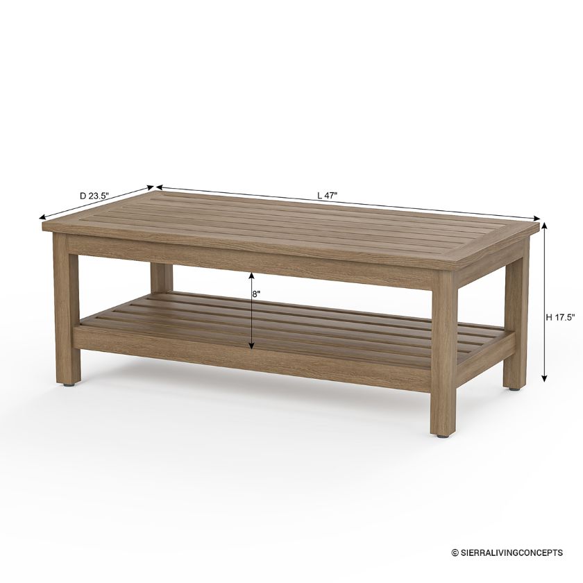Amstetten Teak Patio Coffee Table Dimension Image
