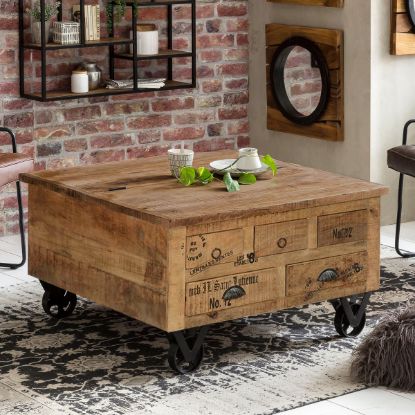 Taylorsville Industrial Coffee Table With Wheels
