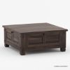 Picture of Russet Solid Wood 4 doors Square Rustic Coffee Table With Storage
