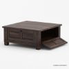 Picture of Russet Solid Wood 4 doors Square Rustic Coffee Table With Storage