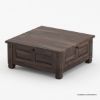 Picture of Russet Solid Wood 4 doors Square Rustic Coffee Table With Storage