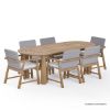 Picture of Collier Teak Outdoor Oval Dining Table with Rattan Armchair Set
