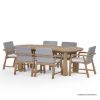 Picture of Collier Teak Outdoor Oval Dining Table with Rattan Armchair Set