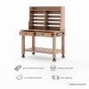 Picture of Renfrew Teak Portable Outdoor Bar Cart with Hutch