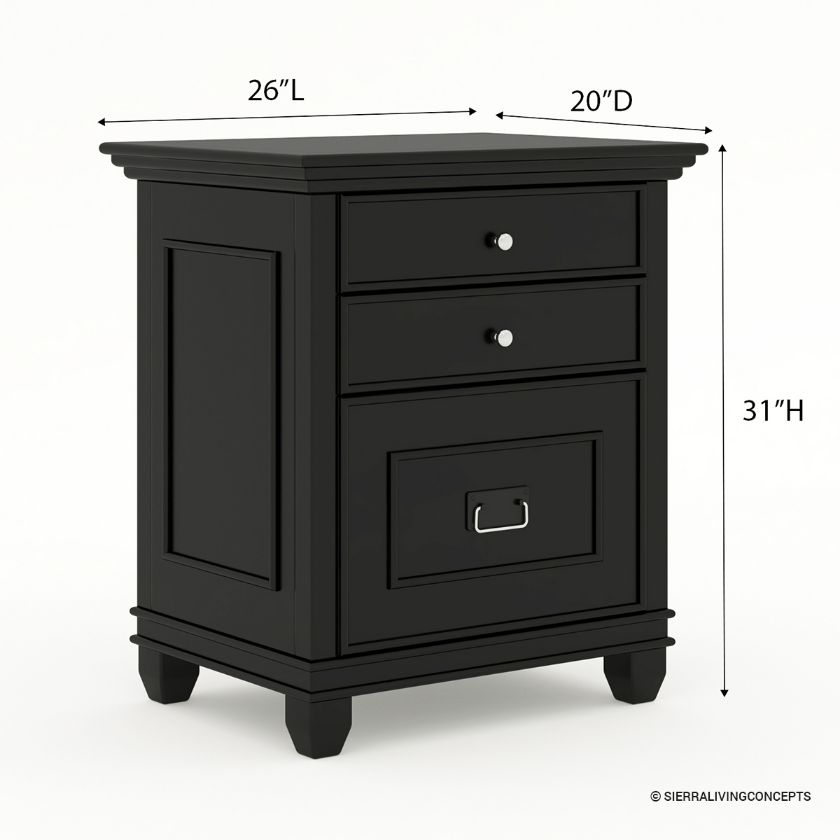 Klagetoh Rustic Solid Wood 3 Drawer File Cabinet Dimension Image