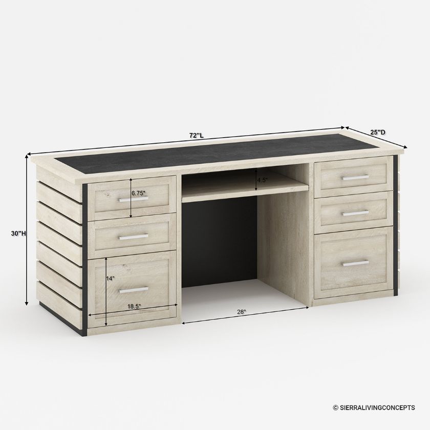 Leavenworth Solid Wood Rustic Modern Executive Office Furniture Set Dimension Image