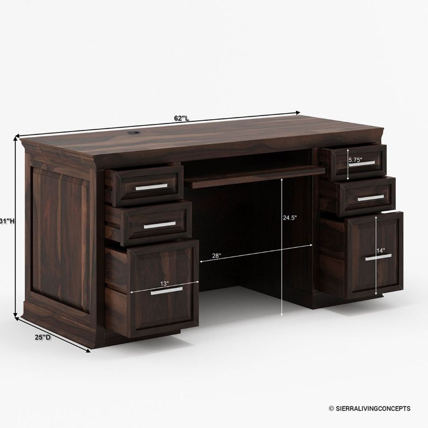 Grimbergen Solid Wood Contemporary Executive Office Furniture Set Dimension Image