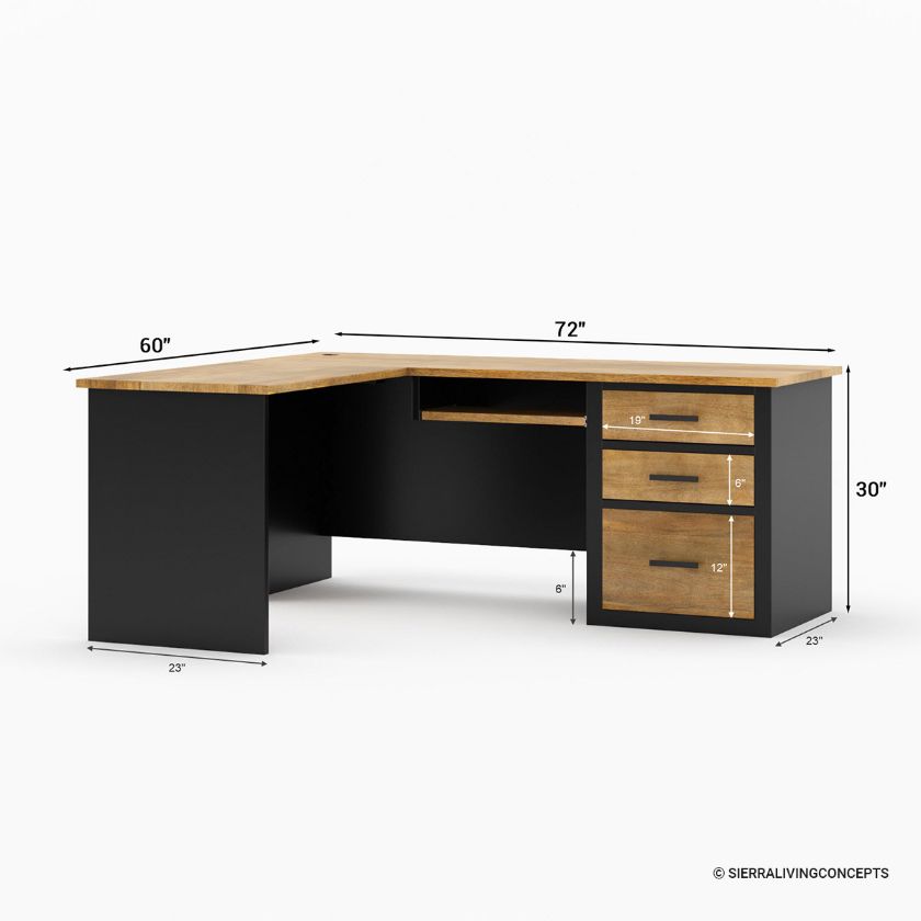 Kristiansand Solid Wood Rustic Home Office Furniture Set Dimension Image