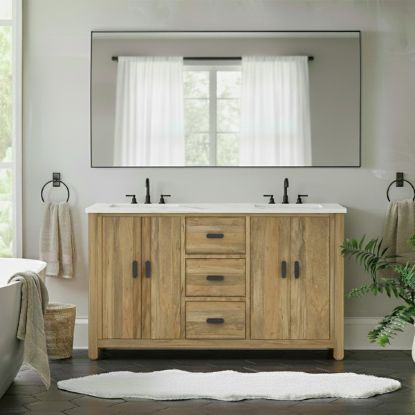 Picture of Nashville Modern Solid Wood Double Sink Space Bathroom Vanity