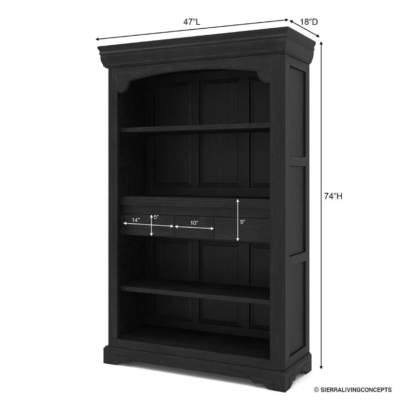 Eastvale Modern Black Bookcase with Drawers (74