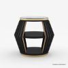 Picture of Charlestown Modern Black Drum End Table with Marble Top