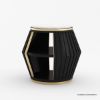 Picture of Charlestown Modern Black Drum End Table with Marble Top