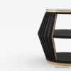 Picture of Charlestown Modern Black Drum End Table with Marble Top