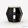 Picture of Charlestown Modern Black Drum End Table with Marble Top