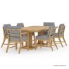 Picture of Merced Teak Wood Modern 7 Piece Pedestal Outdoor Dining Set