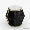 Picture of Charlestown Modern Black Drum End Table with Marble Top