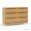 Picture of Darwen Rustic Teak Wood 6 Drawer Bedroom Double Dresser