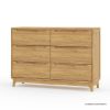 Picture of Darwen Rustic Teak Wood 6 Drawer Bedroom Double Dresser