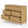 Picture of Darwen Rustic Teak Wood 6 Drawer Bedroom Double Dresser